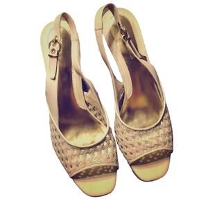 Naturalizer Woman 9M Ivory Open Toe Slingback Heels Dressy Office Professional